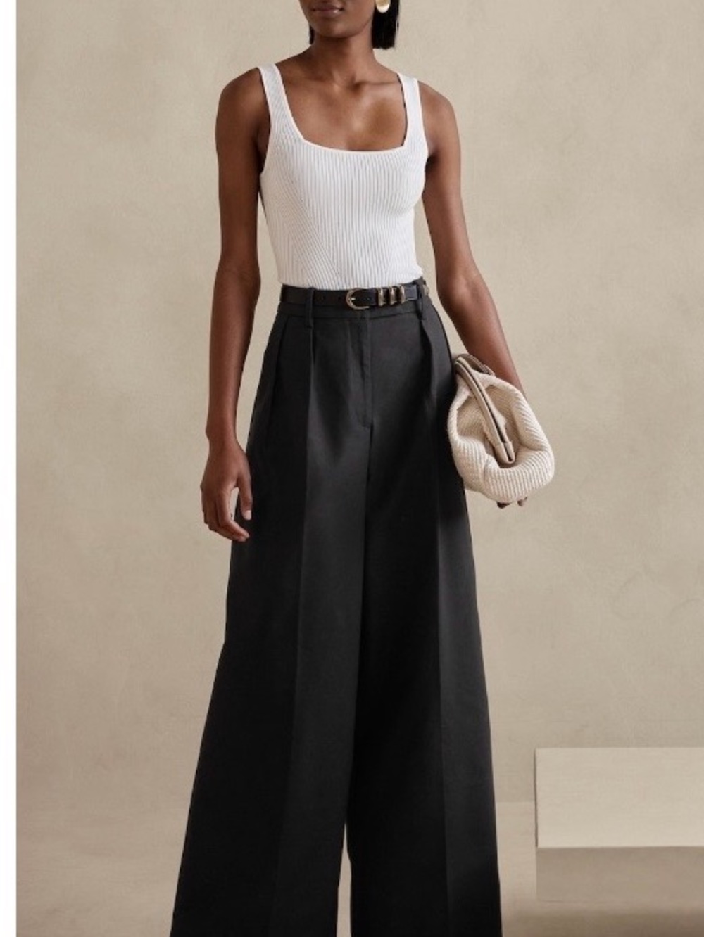 Banana Republic Cruise Black Wide-Leg High-Rise Trousers